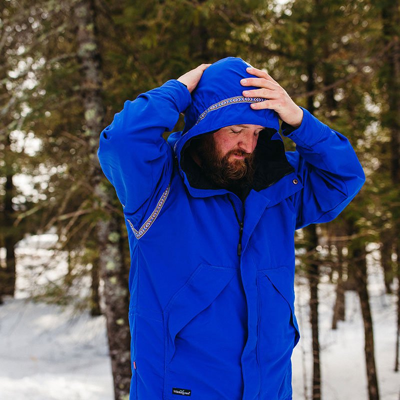Person wearing Full Zip Shell Anorak front closeup