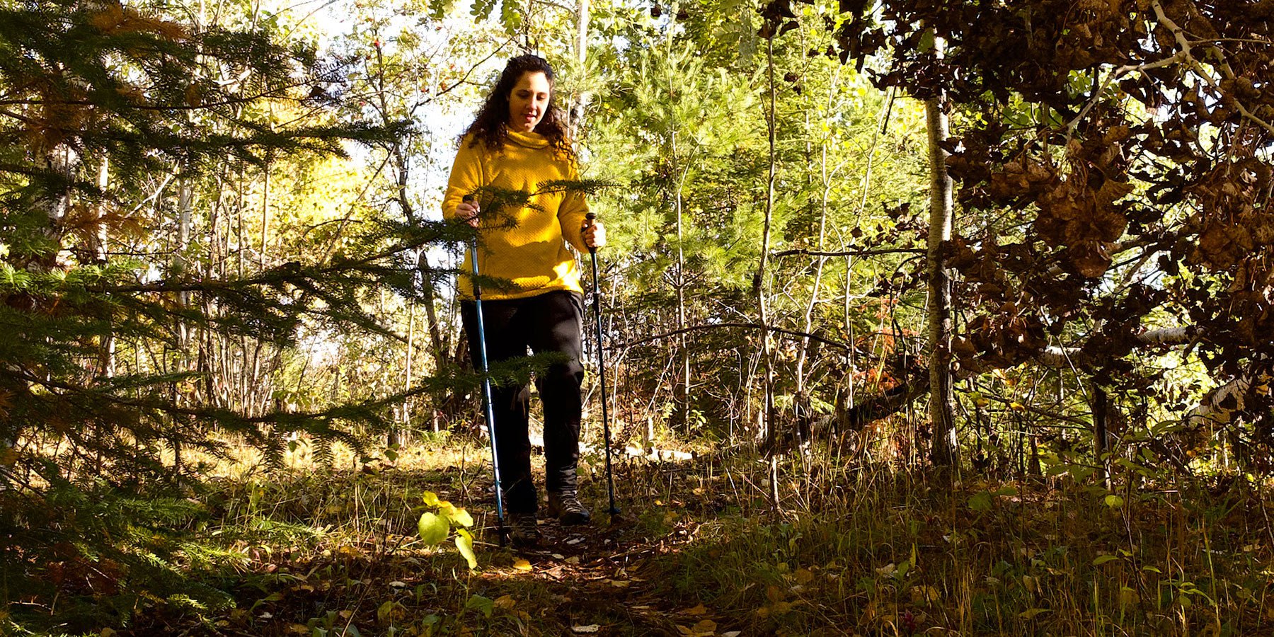 Person Fall Hiking in Hygge Hoodie